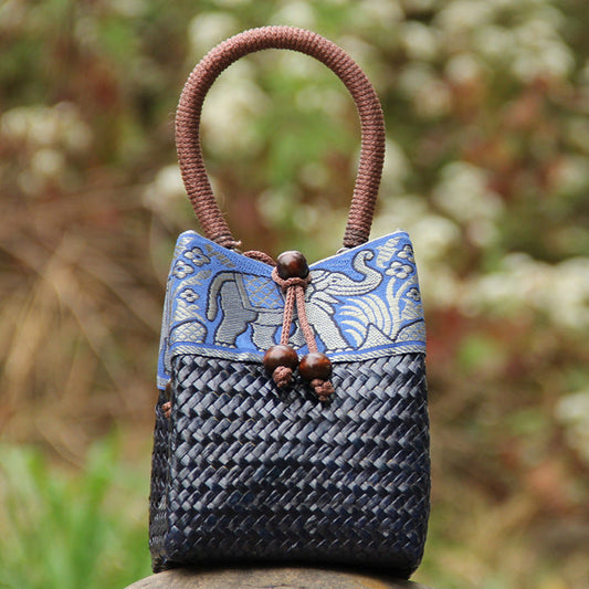Rattan Straw Bag Straw Bag Leisure Vacation Beach Bag Retro Mini Portable Ladies Bag