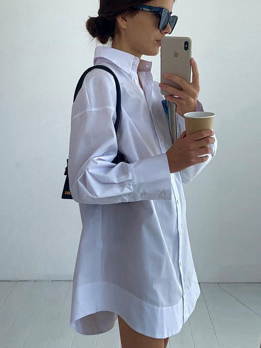 Loose-Fit White Shirt With Collar For Elegant Casual Style