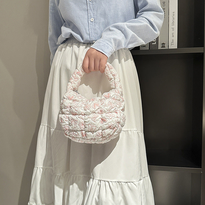 Mini Cloud Bag Stylish Pleated Nylon Handbag