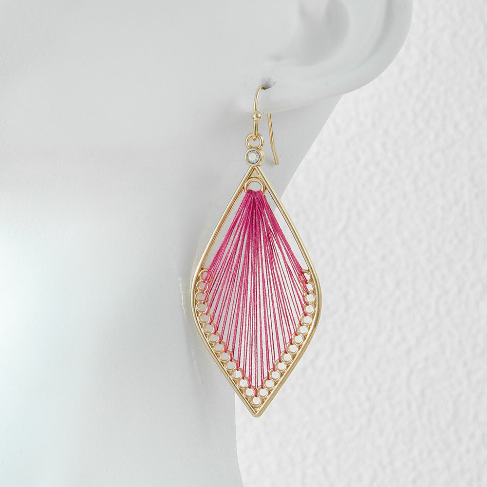 Geometric Alloy Earrings With Tassels Elegant Vintage Style