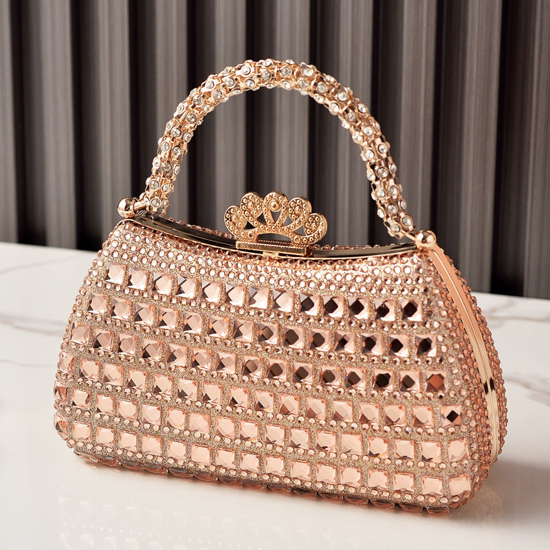Luxury Rhinestone Evening Clutch Leather Handbag for Parties
