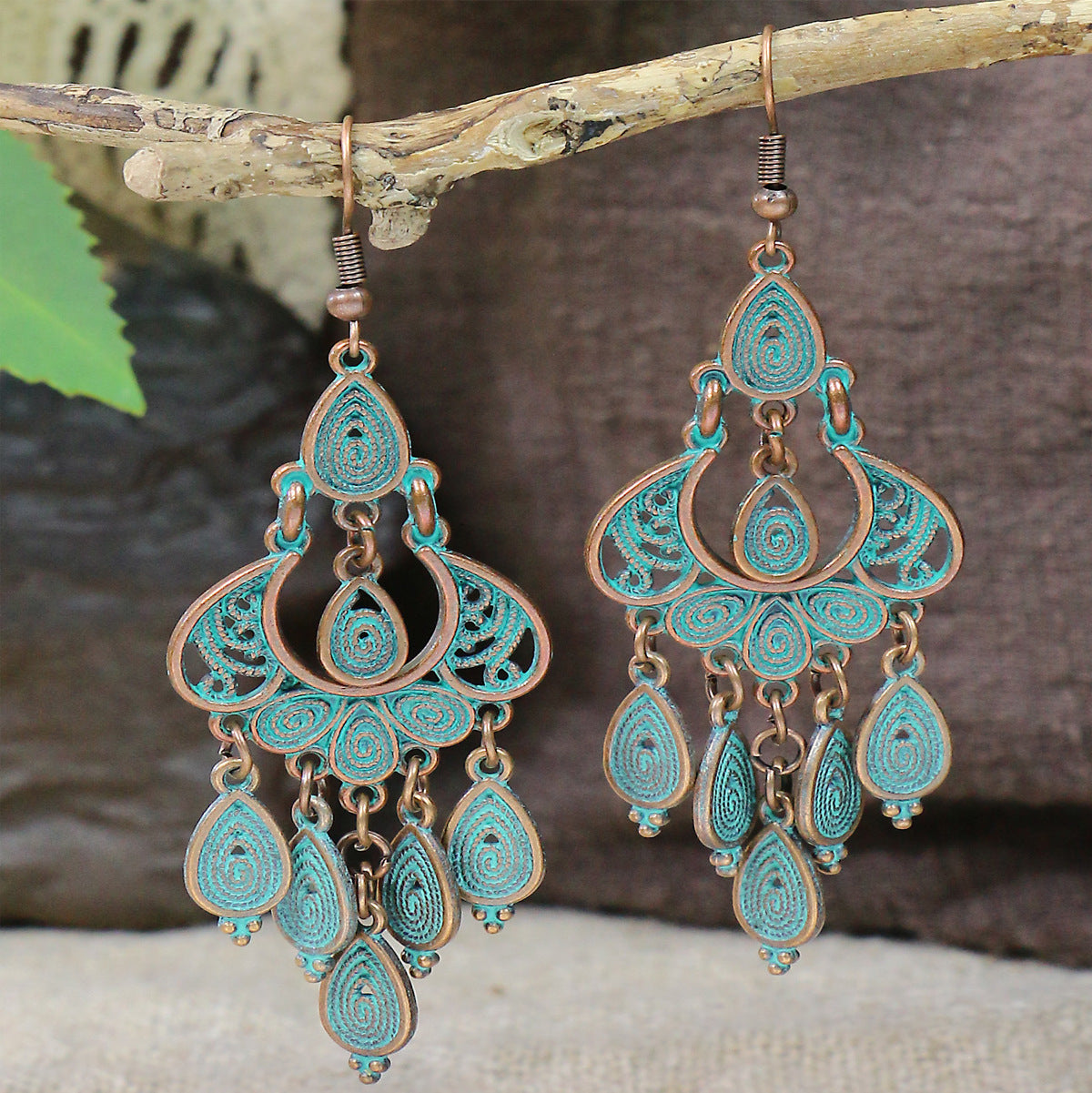 Bohemian Handcrafted Peacock Tassel Earrings Vintage Style Earrings