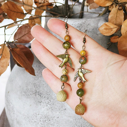 Handmade Vintage-Inspired Earrings with Natural Stone