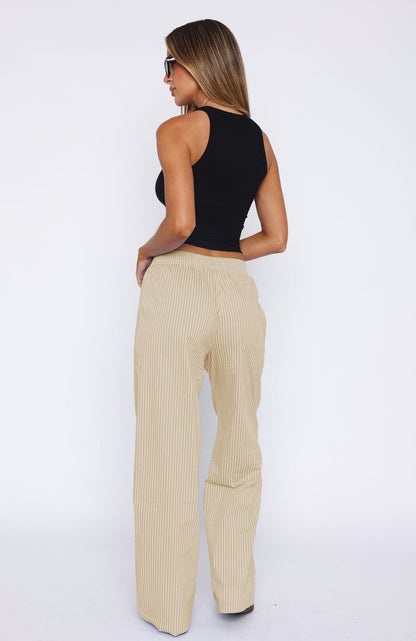 Simple Striped Casual Straight Leg Pants