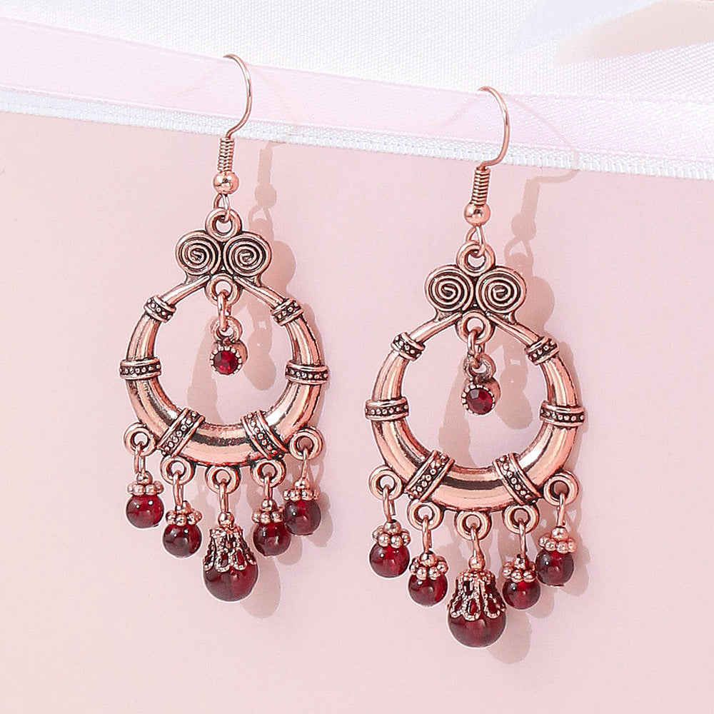 Bohemian Style Vintage Geometric Gemstone Earrings for Women