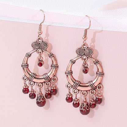 Bohemian Style Vintage Geometric Gemstone Earrings for Women