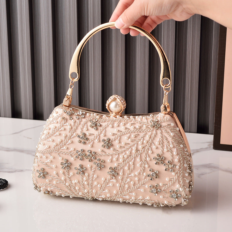 Embroidered Evening Clutch Bag in Silk for Weddings and Parties