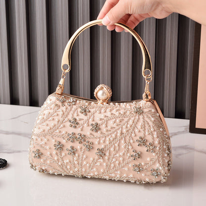 Embroidered Evening Clutch Bag in Silk for Weddings and Parties