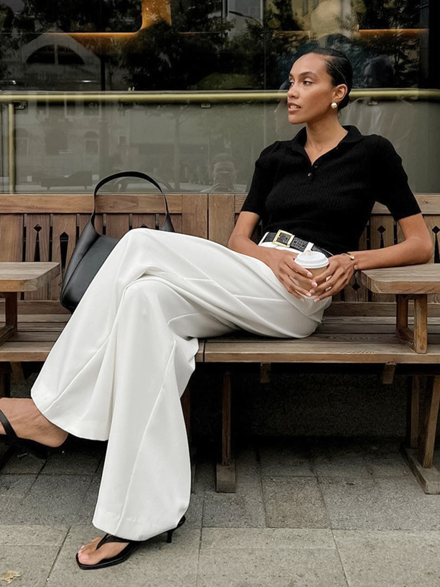 High-Waisted Wide Leg Pants Comfortable Casual Trousers