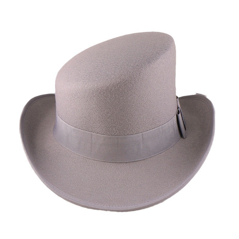 Fashionable Wool Felt Bowler Hat with Bow Decoration