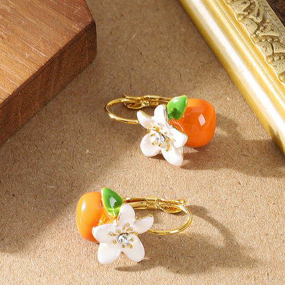 Floral Drop Oil Earrings Elegant Fresh Style
