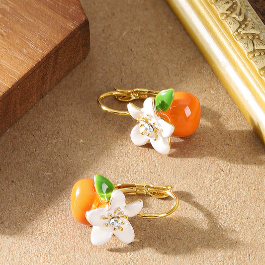 Floral Drop Oil Earrings Elegant Fresh Style