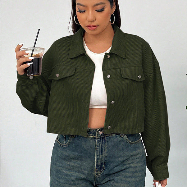 Casual Solid Color Jacket for Plus Size Women