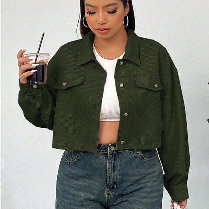 Casual Solid Color Jacket for Plus Size Women