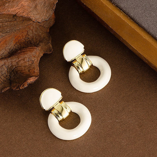 Geometric Circle Drop Earrings Retro Elegance With 925 Silver Pins