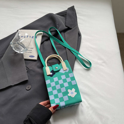 Fashionable Simple Knit Crossbody Phone Bag