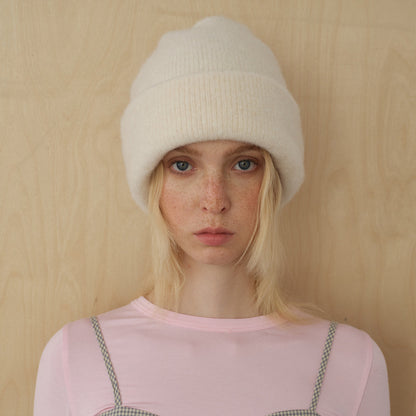 Solid Color Wool Blend Knit Beanie for Women