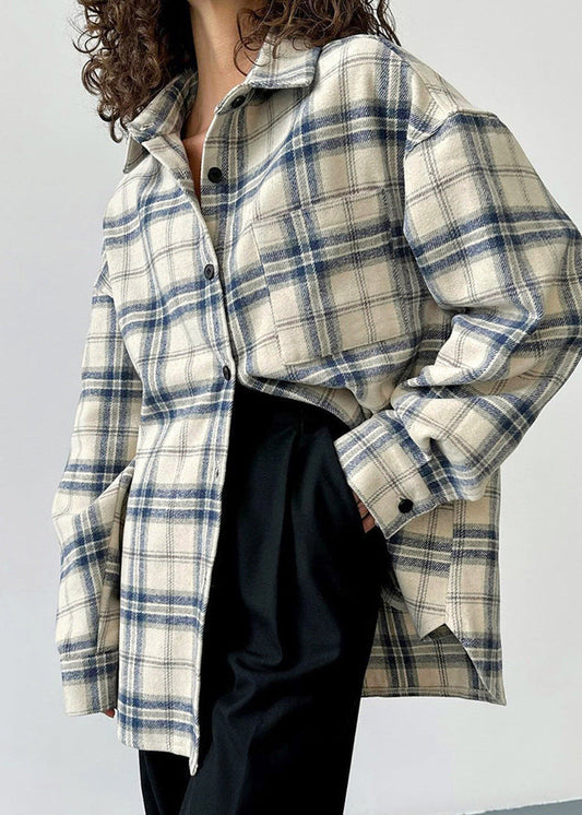 Oversized Plaid Shirt Jacket In Soft Fabric