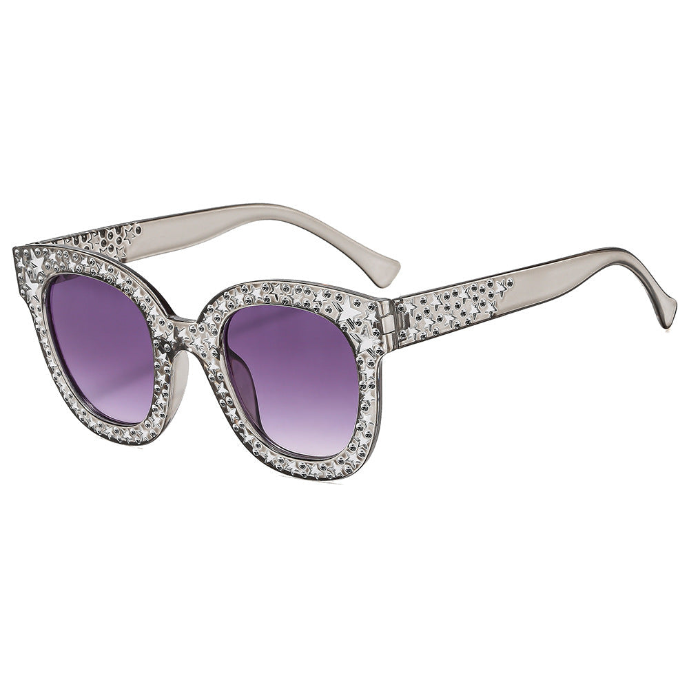 Fashionable Square Frame Sunglasses With Glitter Accents