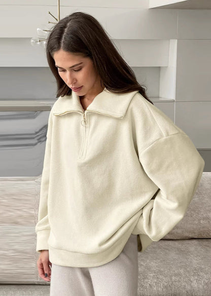 Fleece Quarter Zip Pullover With High Collar