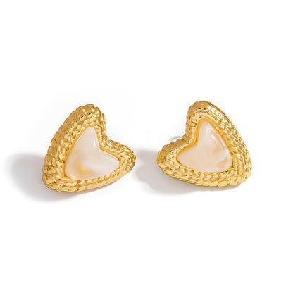 Heart Shaped Stainless Steel Earrings Trendy Minimalist Design