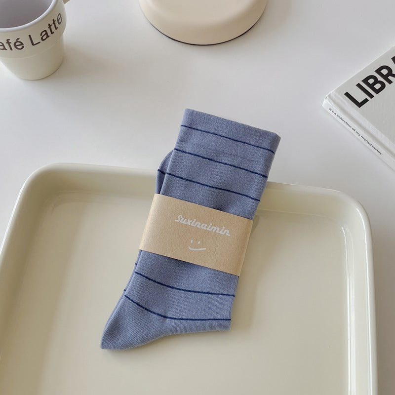 Simple Striped Soft Cotton Socks