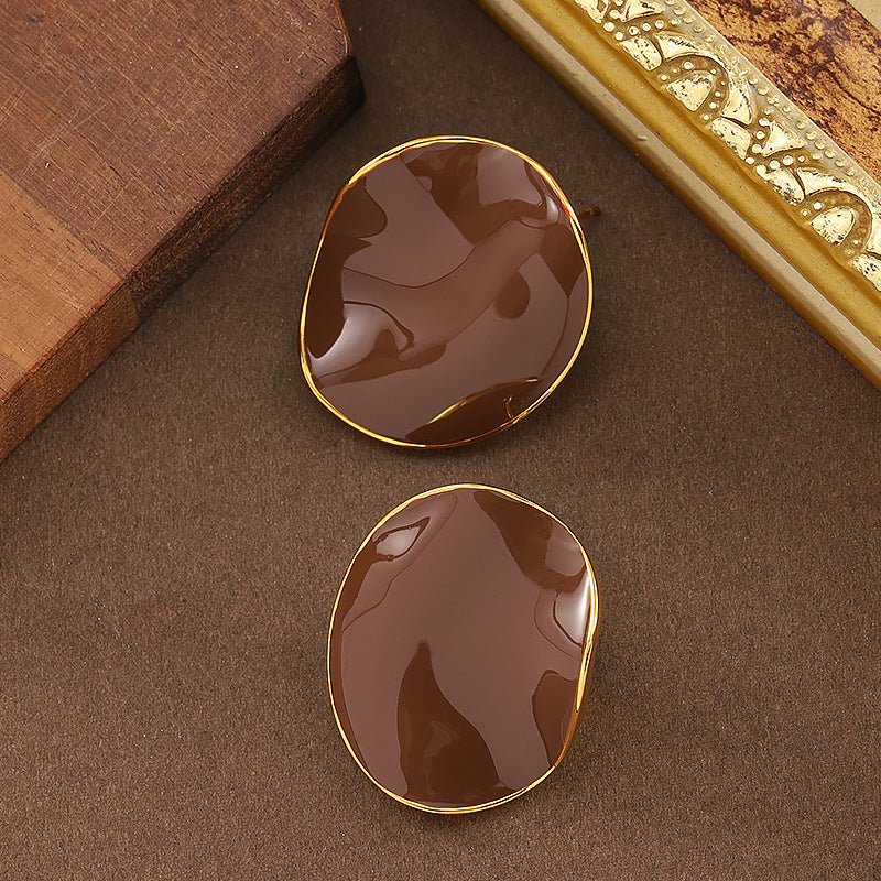French Style Elegant Irregular Wave Drop Earrings High-End Aesthetic