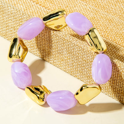 Exaggerated Acrylic Bead Bracelet Set Colorful Retro Jewelry