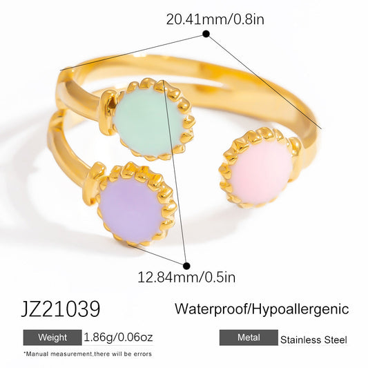 Floral Design Stainless Steel Adjustable Ring for Women