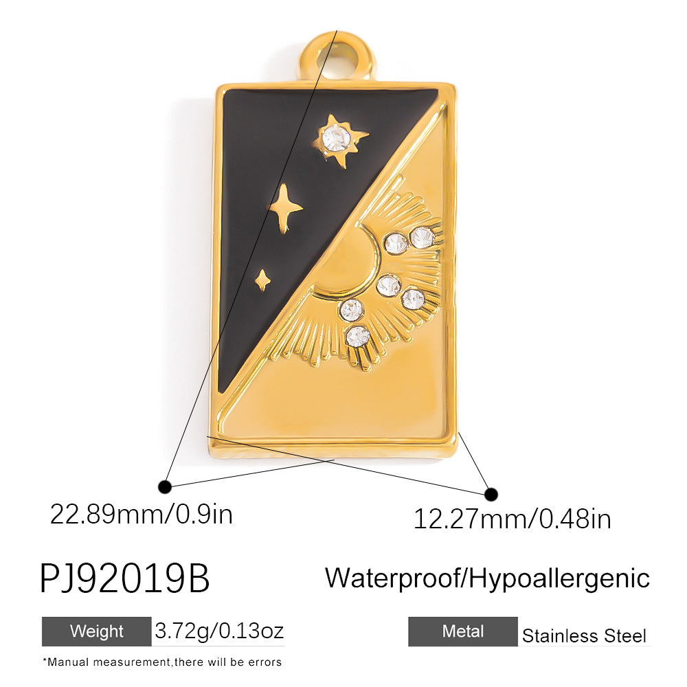 Stainless Steel Tarot Card Pendant Ocean Series Handmade DIY Jewelry Accessories