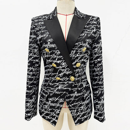 Letter Print Tailored Blazer Jacket