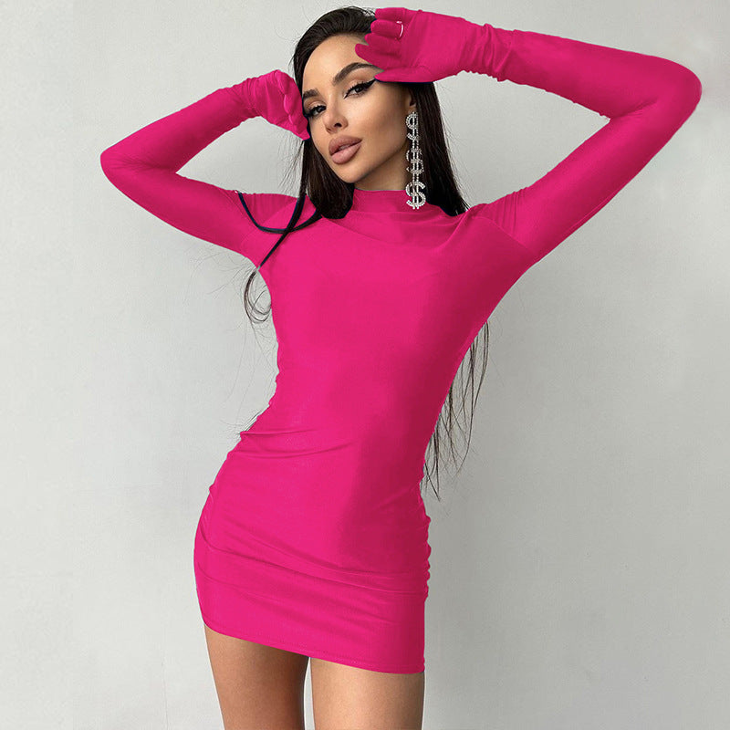 Sexy Bodycon Long Sleeve Dress with Gloves