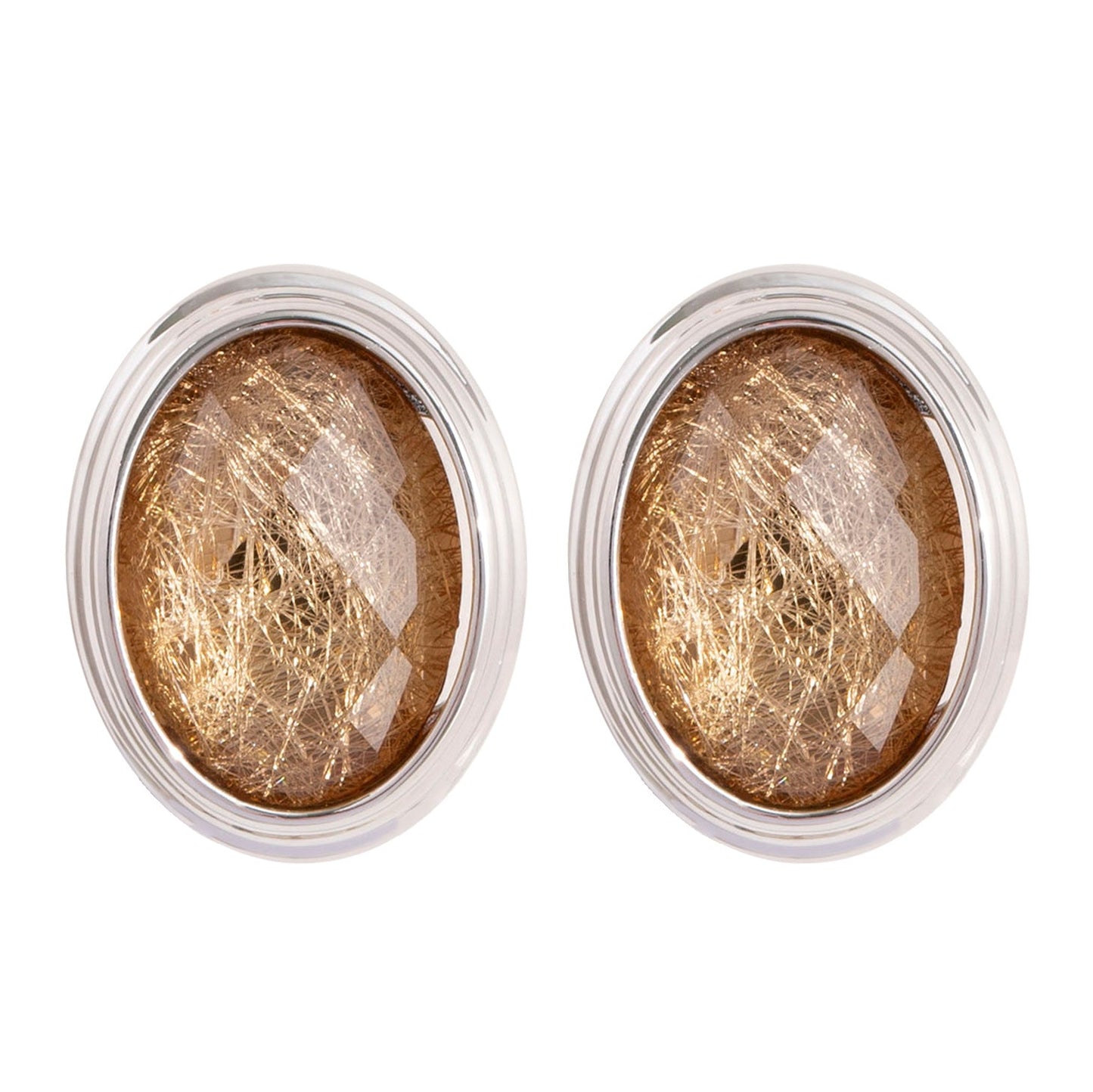 Geometric Oval Resin Earrings With 925 Silver Posts - Fashionable Luxury For Women