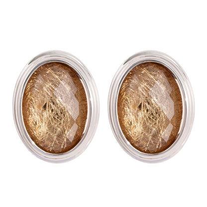 Geometric Oval Resin Earrings With 925 Silver Posts - Fashionable Luxury For Women