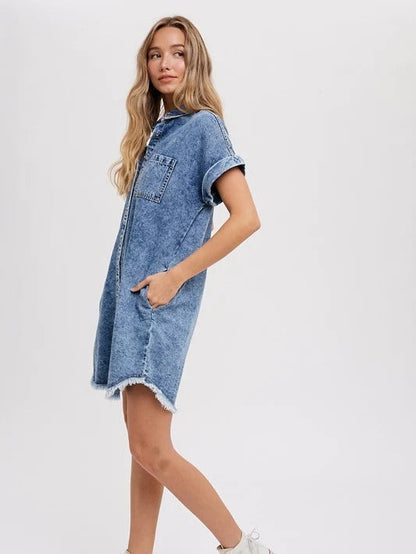 Casual Loose-Fit Denim Cardigan Dress