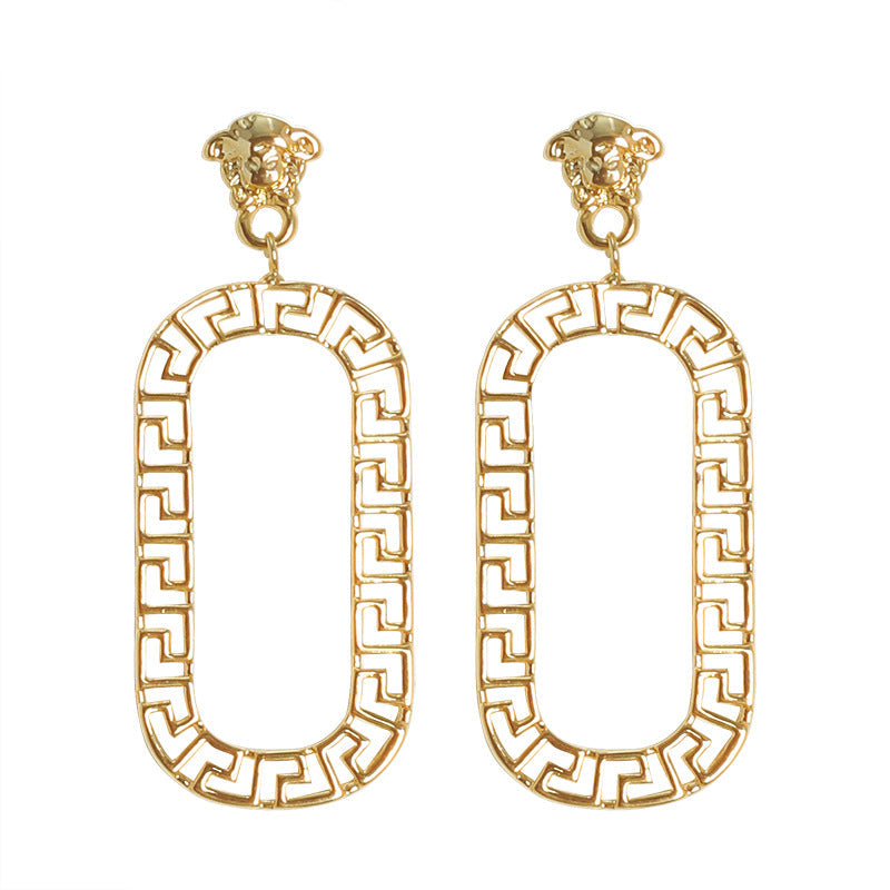 Geometric Gold Plated Earrings For Women Fashion Luxurious Style