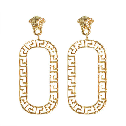 Geometric Gold Plated Earrings For Women Fashion Luxurious Style