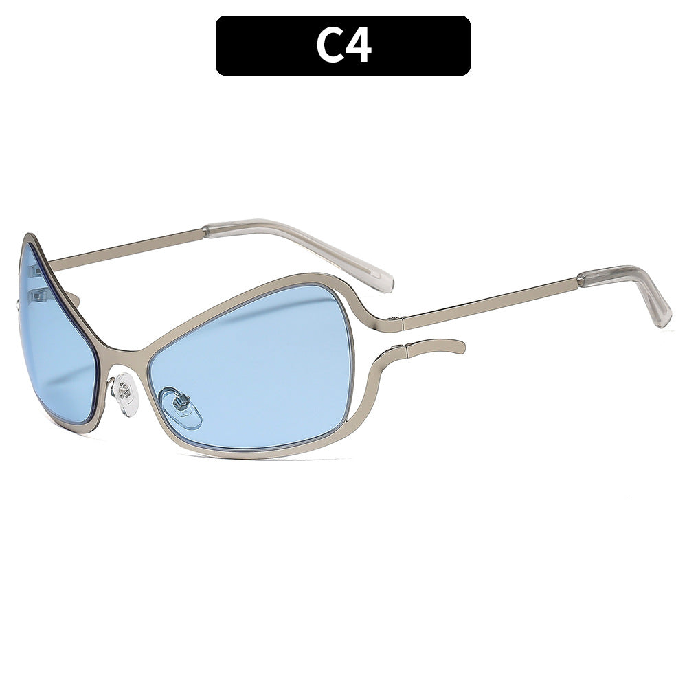 Trendy Y2K Metal Sunglasses Hip Hop Style Shaped Shades