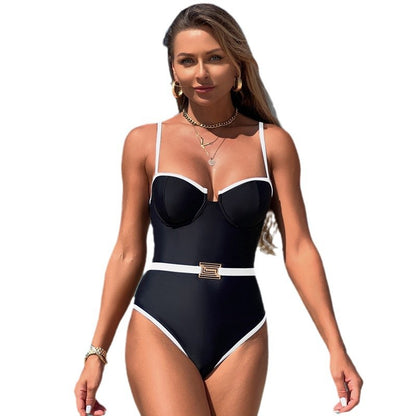 Women’S Elegant Sleeveless One-Piece Swimsuit In Solid Colors