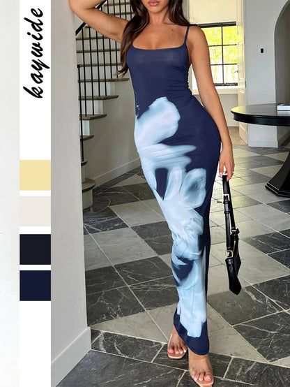 Elegant Floral Print Casual Midi Slip Dress