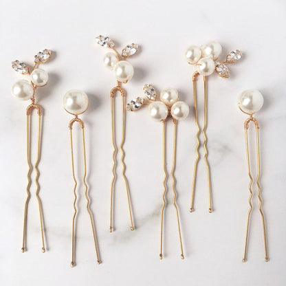 Bridal Wedding Hair Accessories Pearl U Shape Hair Pins Set
