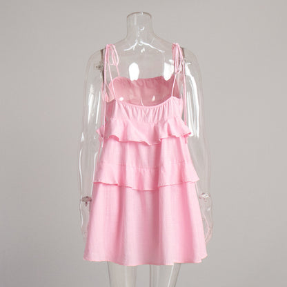 Casual Layered Ruffle String Mini Dress