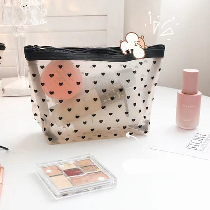 Heart Velvet Cosmetic Bag Multi-Function Portable Storage Pouch