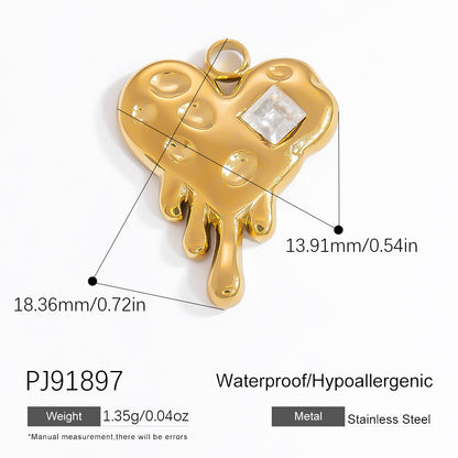 Colorful Heart Moon Pendant Charm Stainless Steel DIY Earrings