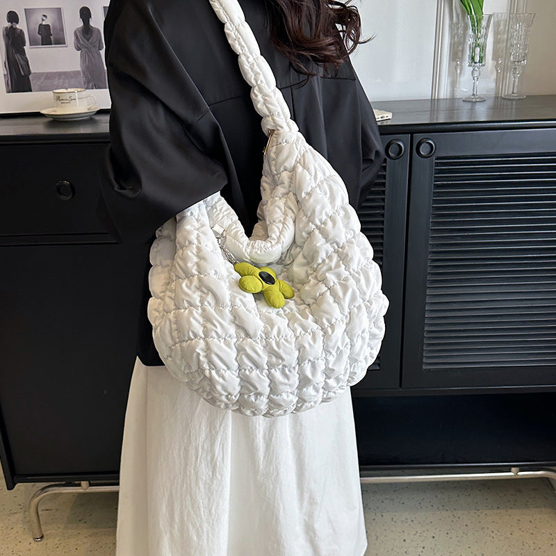 Solid Color Cloud Bag Puffer Shoulder Tote Bag