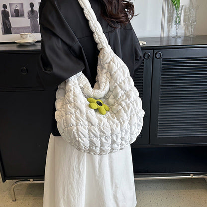 Solid Color Cloud Bag Puffer Shoulder Tote Bag