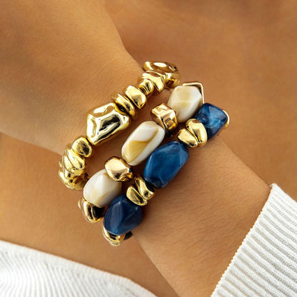 Exaggerated Acrylic Bead Bracelet Set Colorful Retro Jewelry