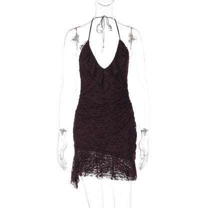 Sexy Lace Halter Bodycon Dress Casual Summer Mini Dress