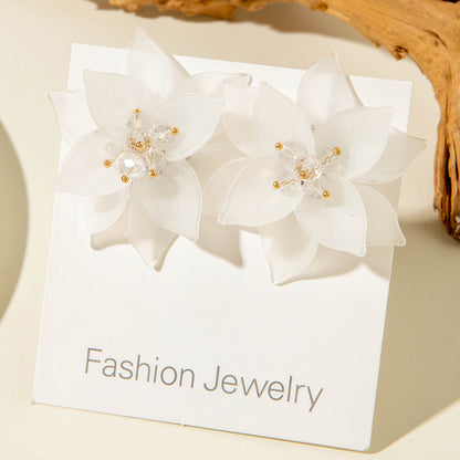 Trendy Floral Resin Drop Earrings Handmade Fresh Style