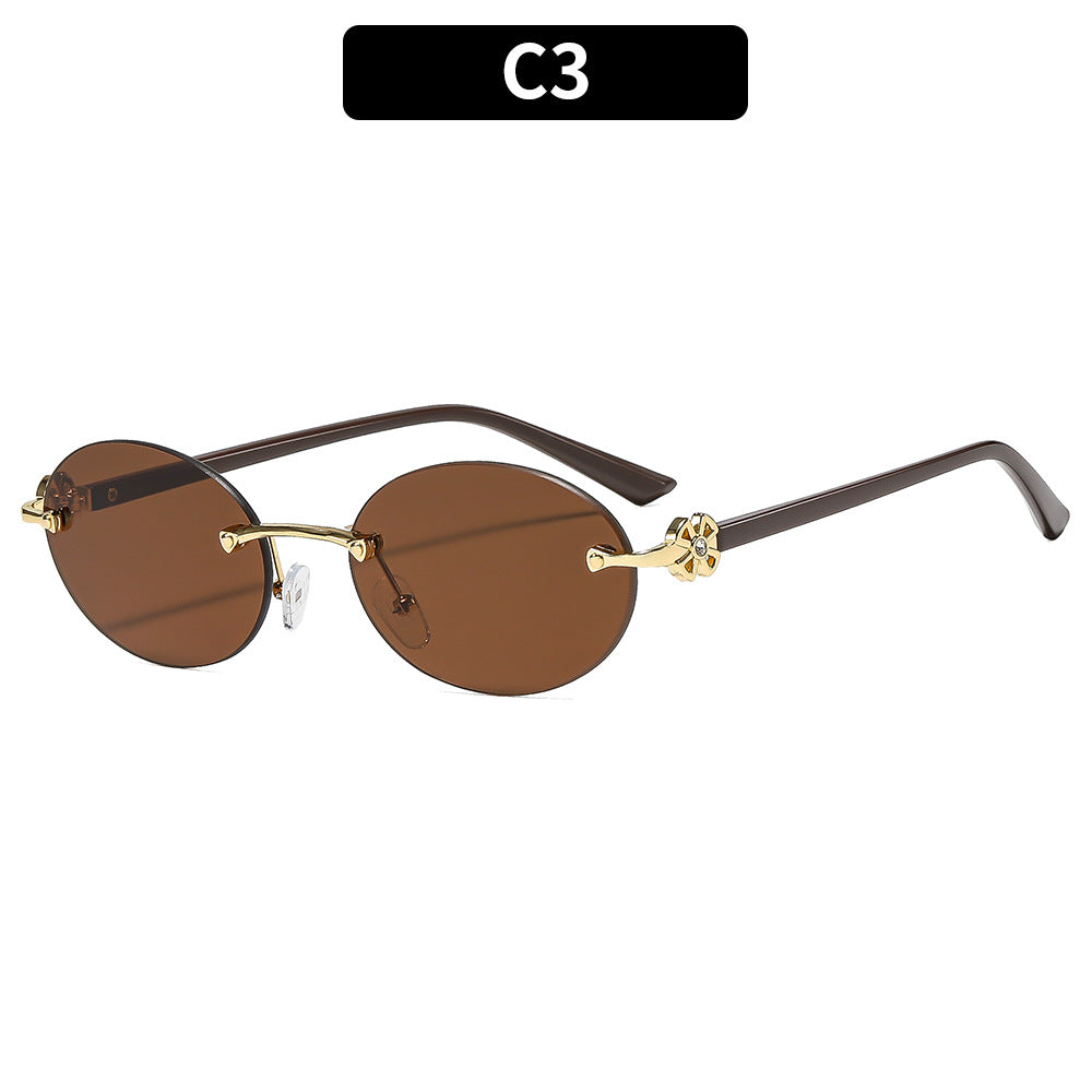 Oval Frame UV400 Sunglasses Fashionable Women's Outdoor Shades